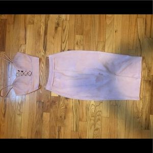 Pink suede two piece set.